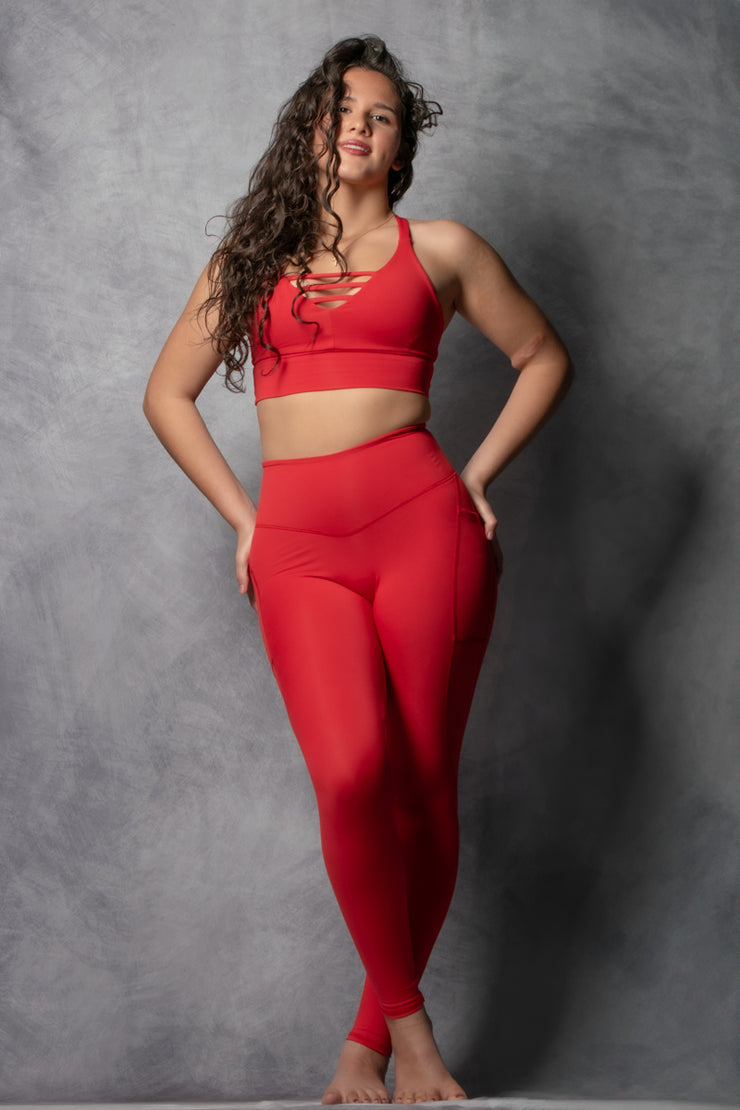 Blaze Leggings with Pockets - Red