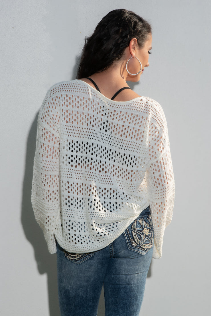 V Neck Crochet Light Sweater