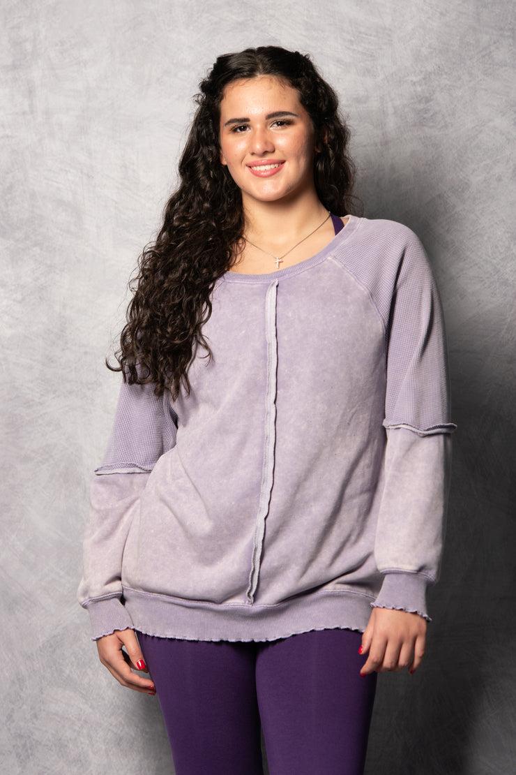 Raglan Sleeve Sweatshirt - Purple
